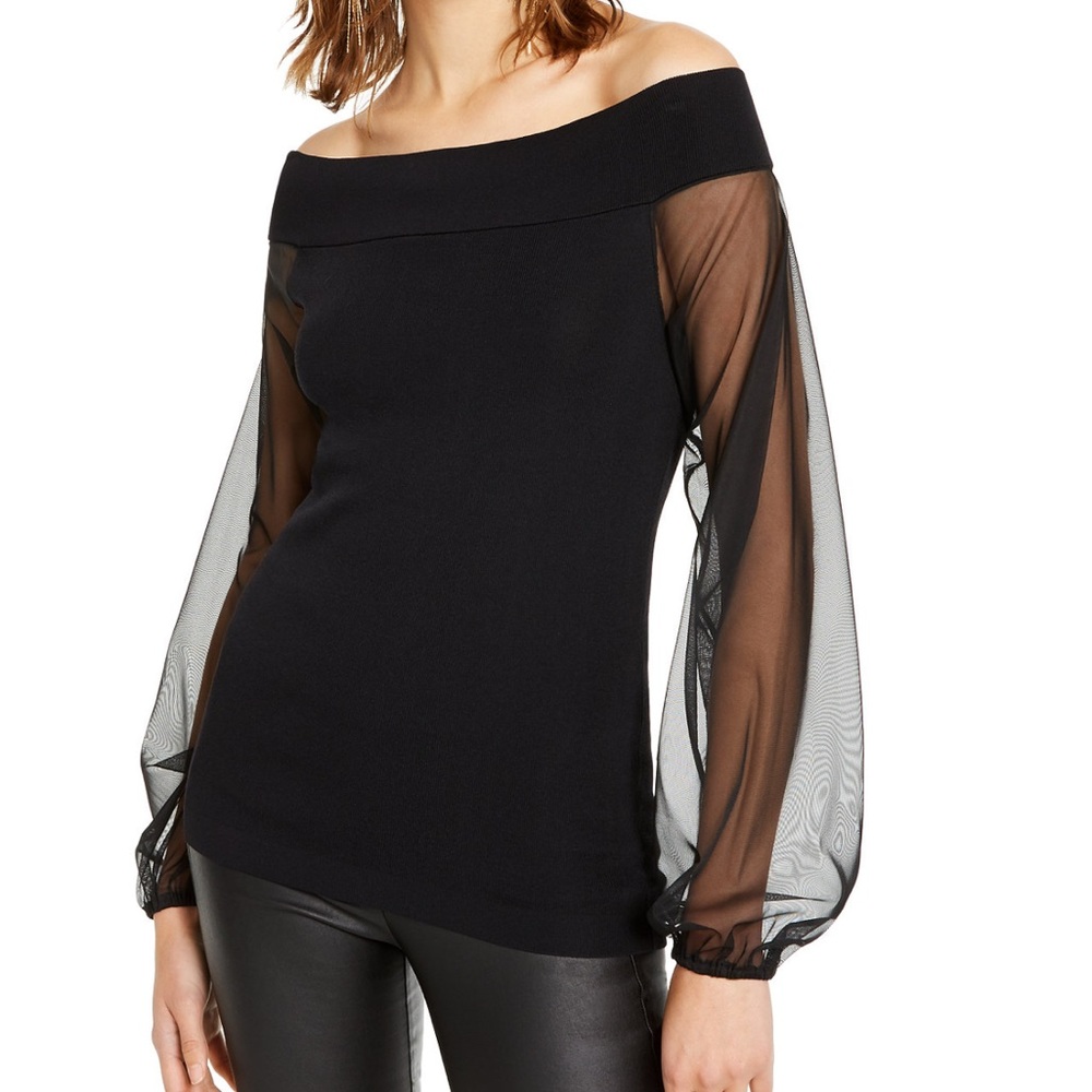 INC international concepts off-the-shoulder sheer-sleeve-sweater XXL